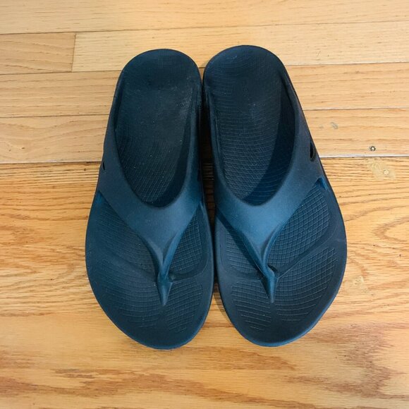 OOFOS OOriginal Sandals Navy Blue Mens 11 Womens 13 Thong Flip Flop - Picture 11 of 16